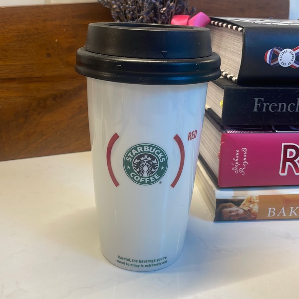 EUC- Starbucks x Project RED ceramic coffee travel mug
